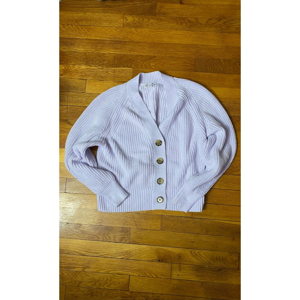 Wild Fable Lavender Purple Shaker Knit Cardigan Sweater V-Neck Button Front S/M
